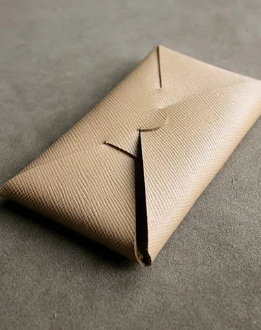 Cute Womens Dark Green Leather Envelope Wallet Slim Clutch Purse Checkbook Long Wallet for Women