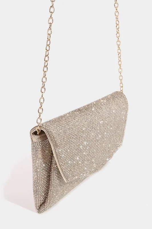 Rhinestone Pave Envelope Clutch Bag